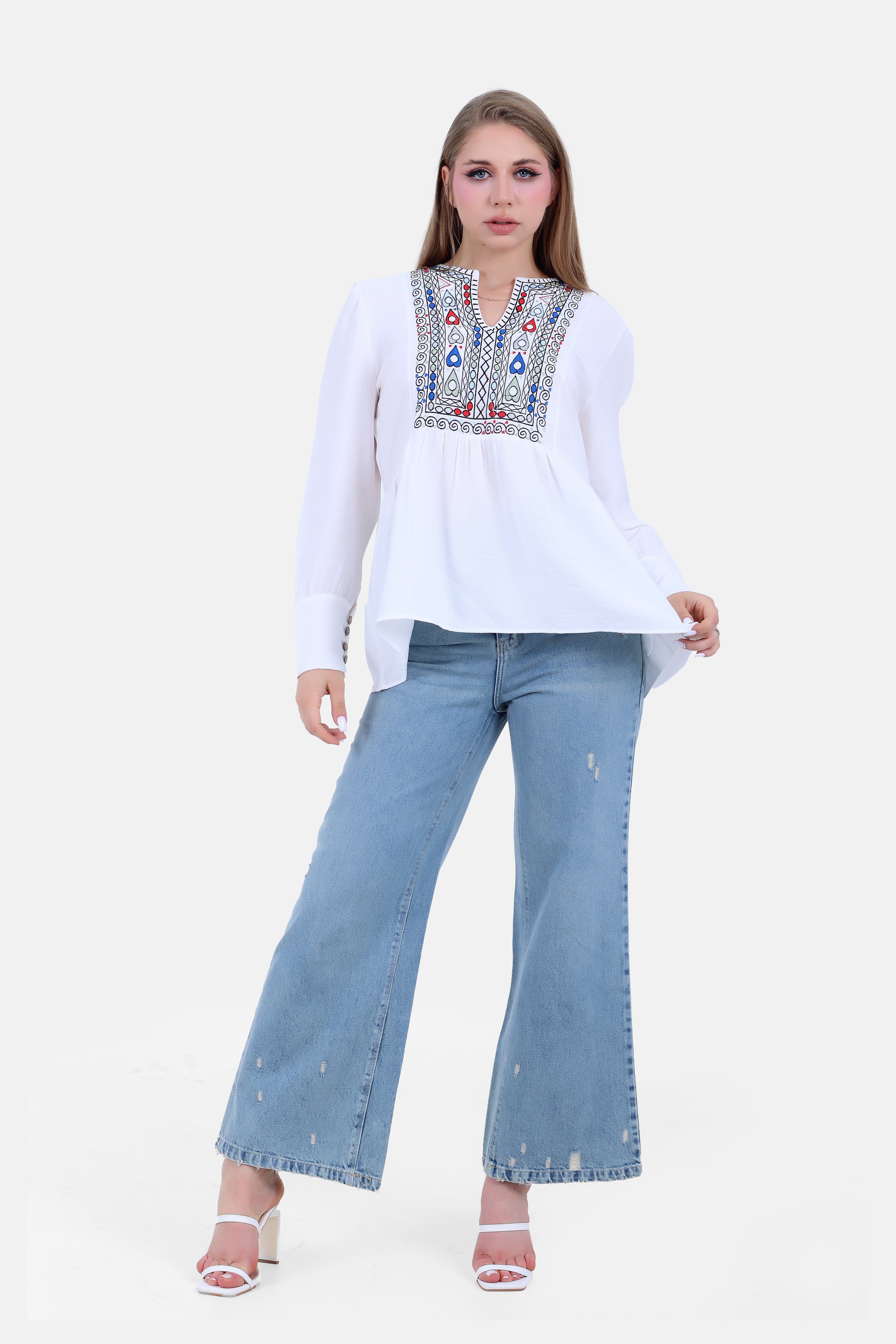 BLUE DENIM JEANS WIDE LEG S24002