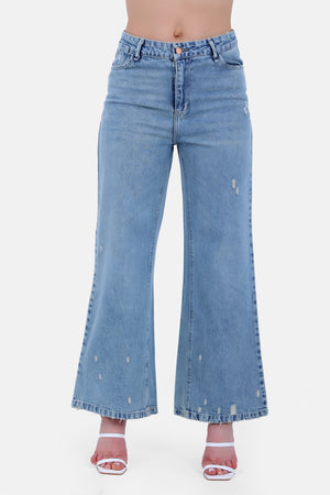 BLUE DENIM JEANS WIDE LEG S24002