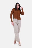 BEIGE STRAIGHT LEG GABARDINE PANTS S24137