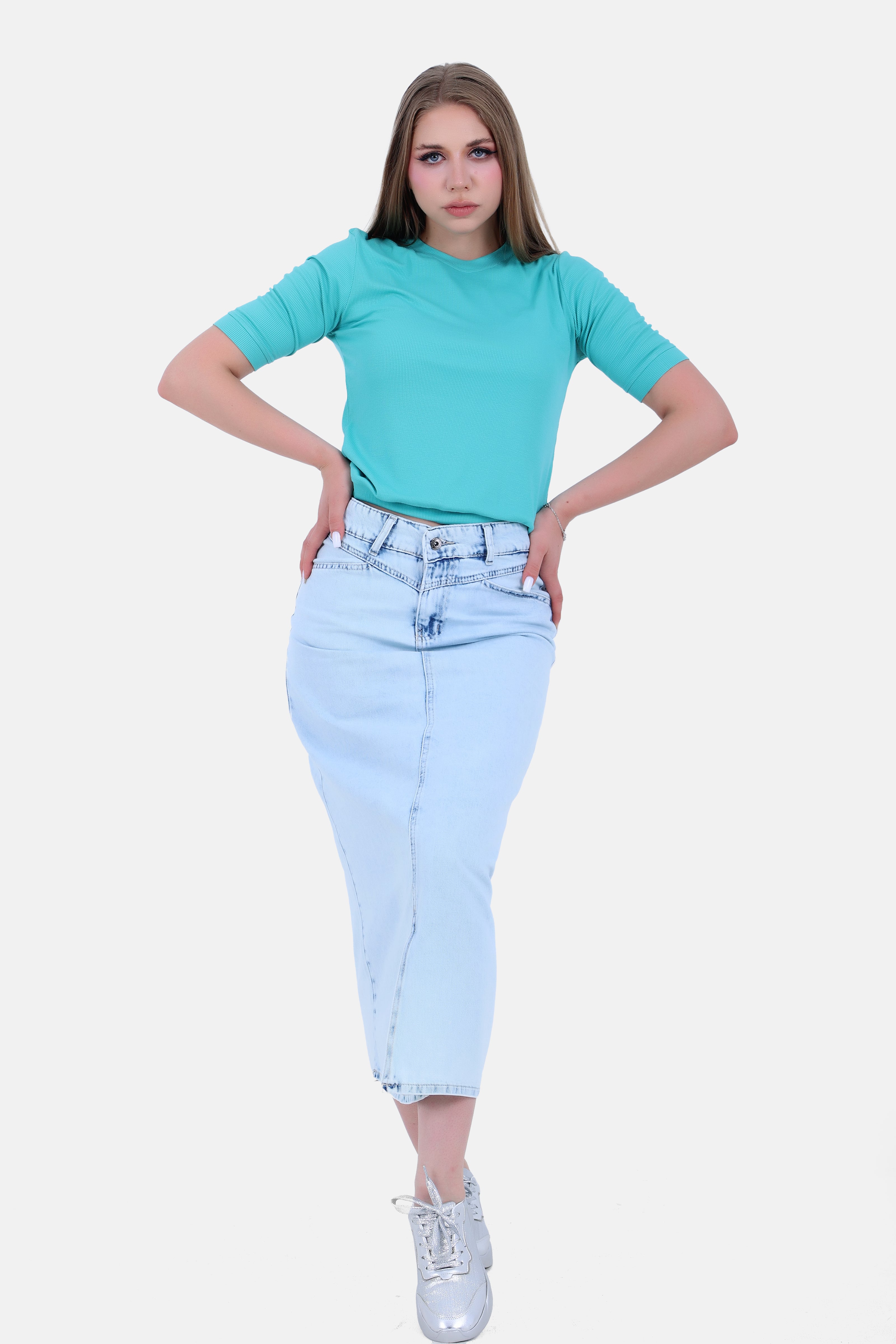 Turquoise REB SHORT T-SHIRT CREW NECK LONG SLEEVES S24103