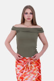 OLIVE REB SLEEVE LESS TOP S24146