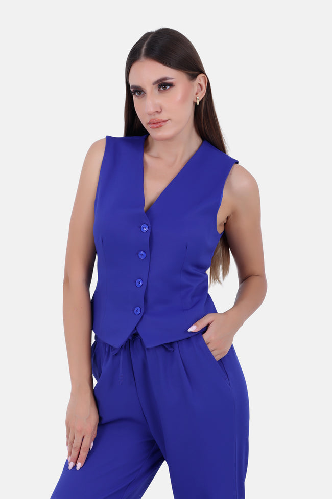 BLUE BARBIE TWILL SHORT VEST WITH 6 BUTTONS-S24222