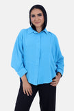 Turquoise OVER SIZE Linen BLOUSE- S24193