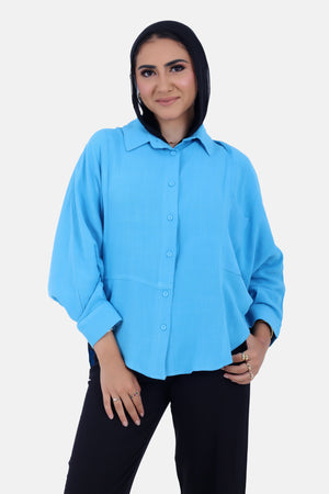 Turquoise Over Sized Blouse- S24193