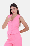 PINK BARBIE TWILL SHORT VEST WITH 6 BUTTONS-S24222