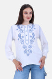 White Linen EMBROIDERED CHEST BLOUSE & GERO WITH BUTTONS S24105