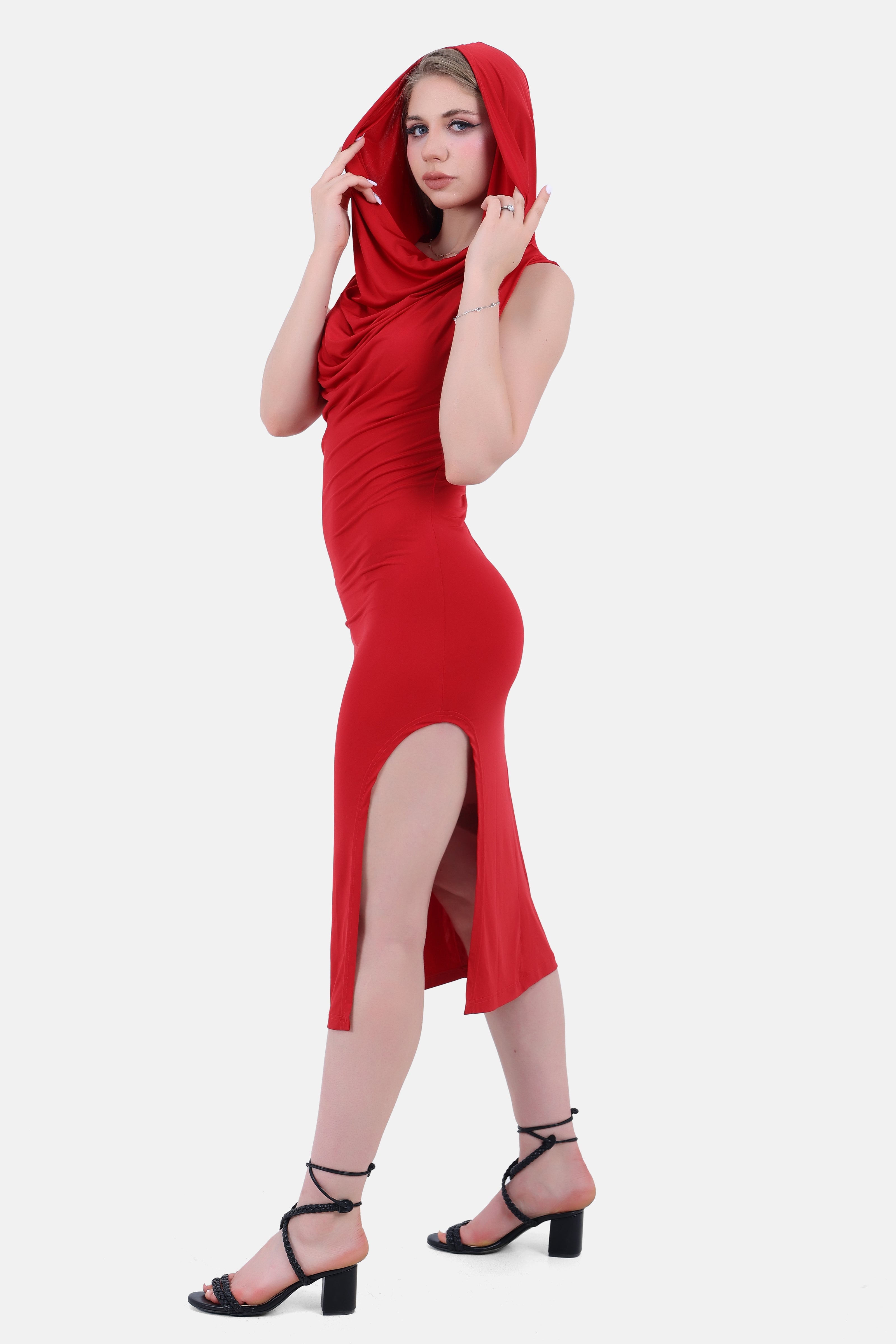 RED Hoodie Dress S24157