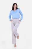 BLUE PLAIN HEAVY CHIFFON 100% POYSTER Long SLEEVE-S24221