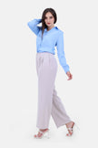 BLUE PLAIN HEAVY CHIFFON 100% POYSTER Long SLEEVE-S24221