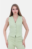 GREEN BARBIE TWILL SHORT VEST WITH 6 BUTTONS-S24222