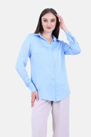 Blue plain heavy chiffon 100% polyester-s24221