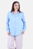 BLUE PLAIN HEAVY CHIFFON 100% POYSTER Long SLEEVE-S24221