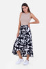 BLACK Linen PRINTED LONG SKIRT S24020