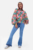 FUSHIA COTTON PRINTED OVER SIZE SHIRT RAGLAN SLEEVES S24031