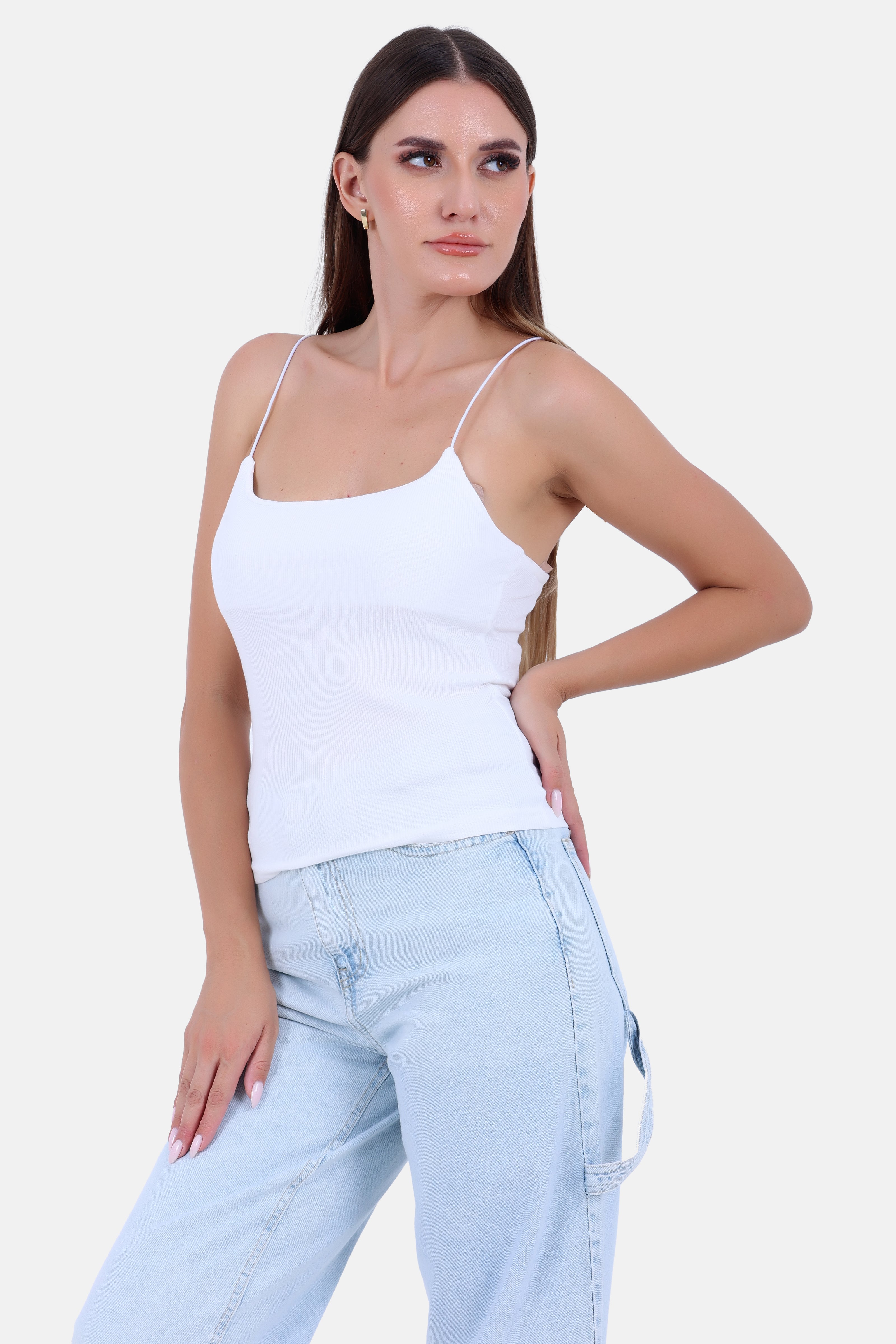 WHITE COTTON SHORT TANK TOP-S24188