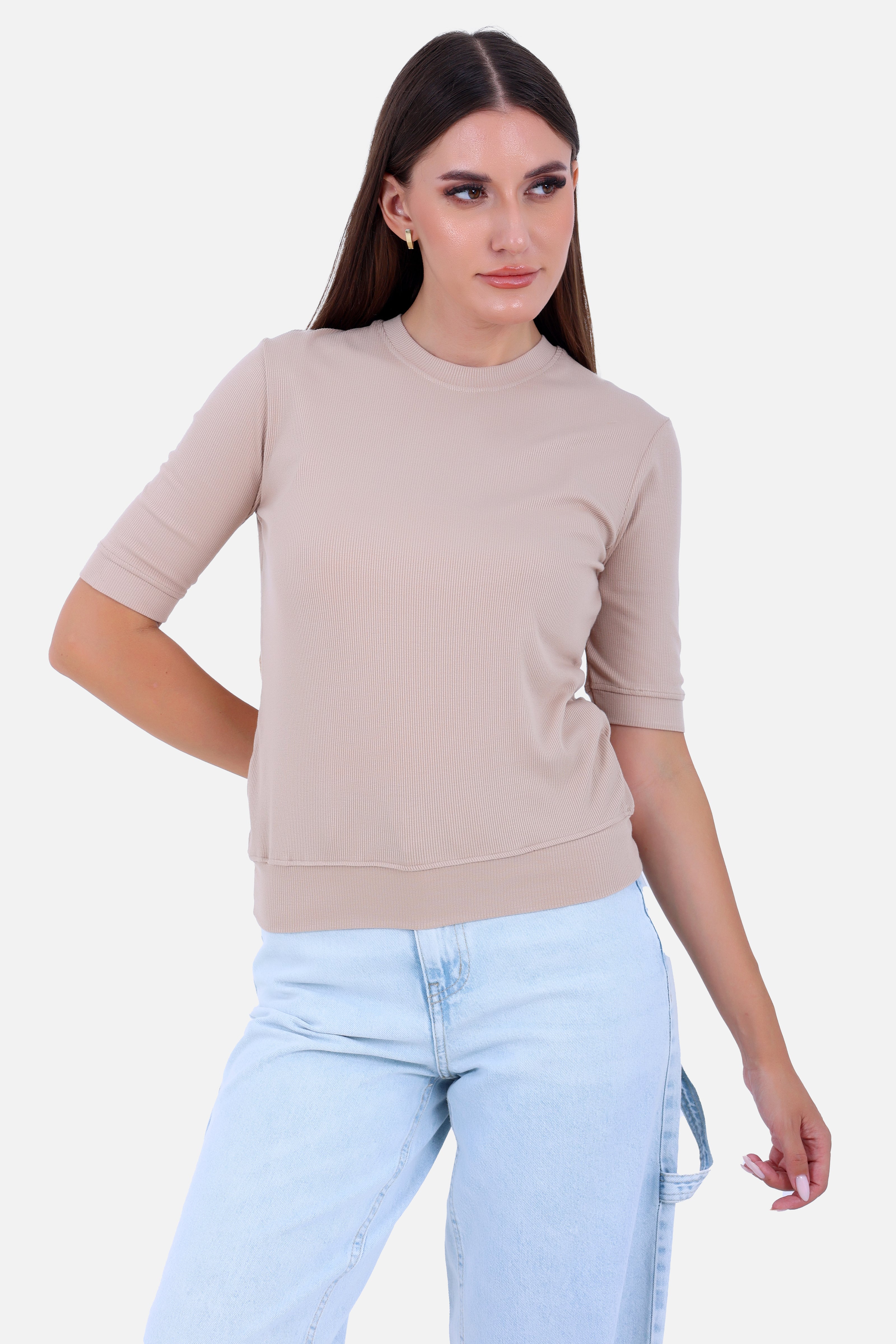 BEIGE REB SHORT T-SHIRT CREW NECK LONG SLEEVES S24103