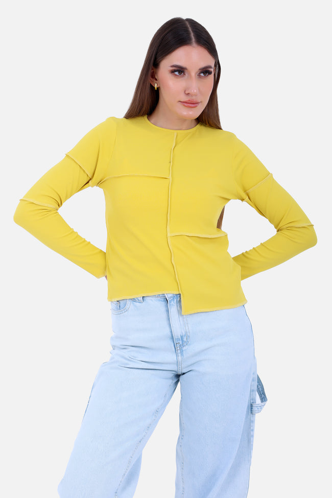 yellow RIB CUT & SAW T-SHIRT S24113