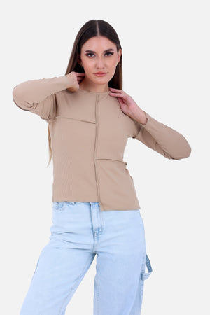 Beige reb cut & saw t-shirt s24113