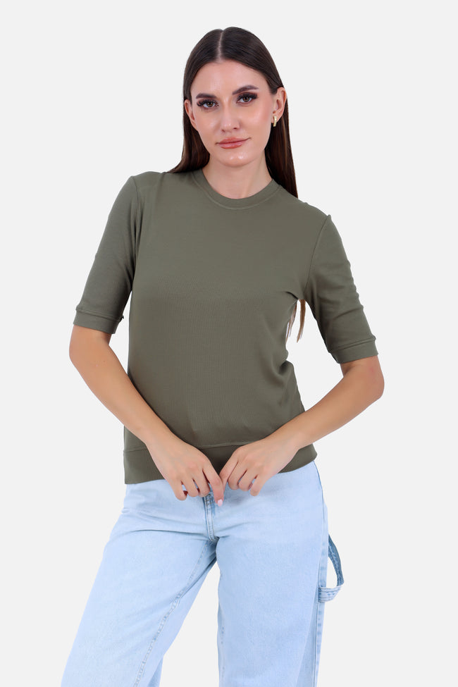 OLIVE REB SHORT T-SHIRT CREW NECK LONG SLEEVES S24103