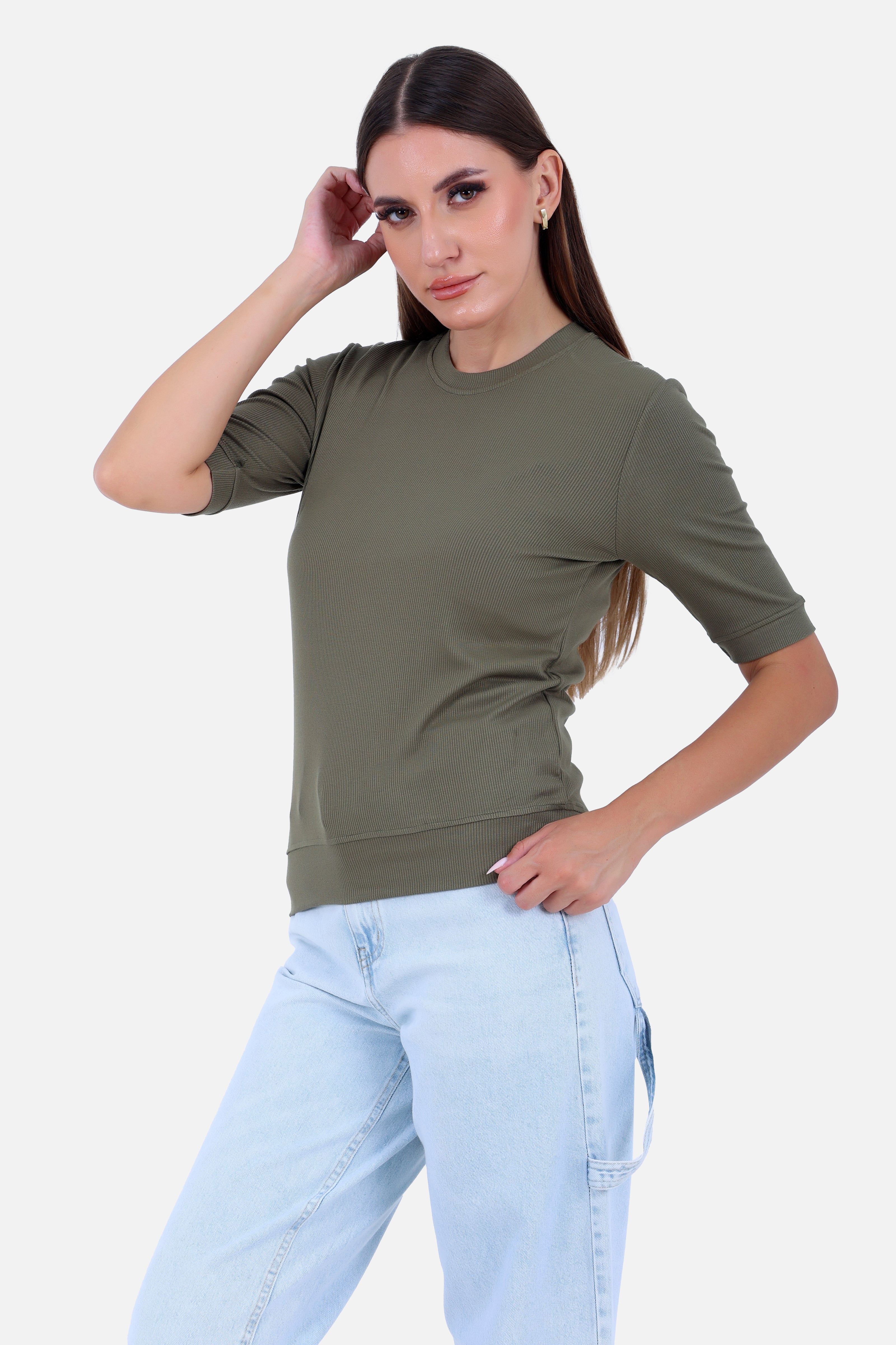 OLIVE REB SHORT T-SHIRT CREW NECK LONG SLEEVES S24103