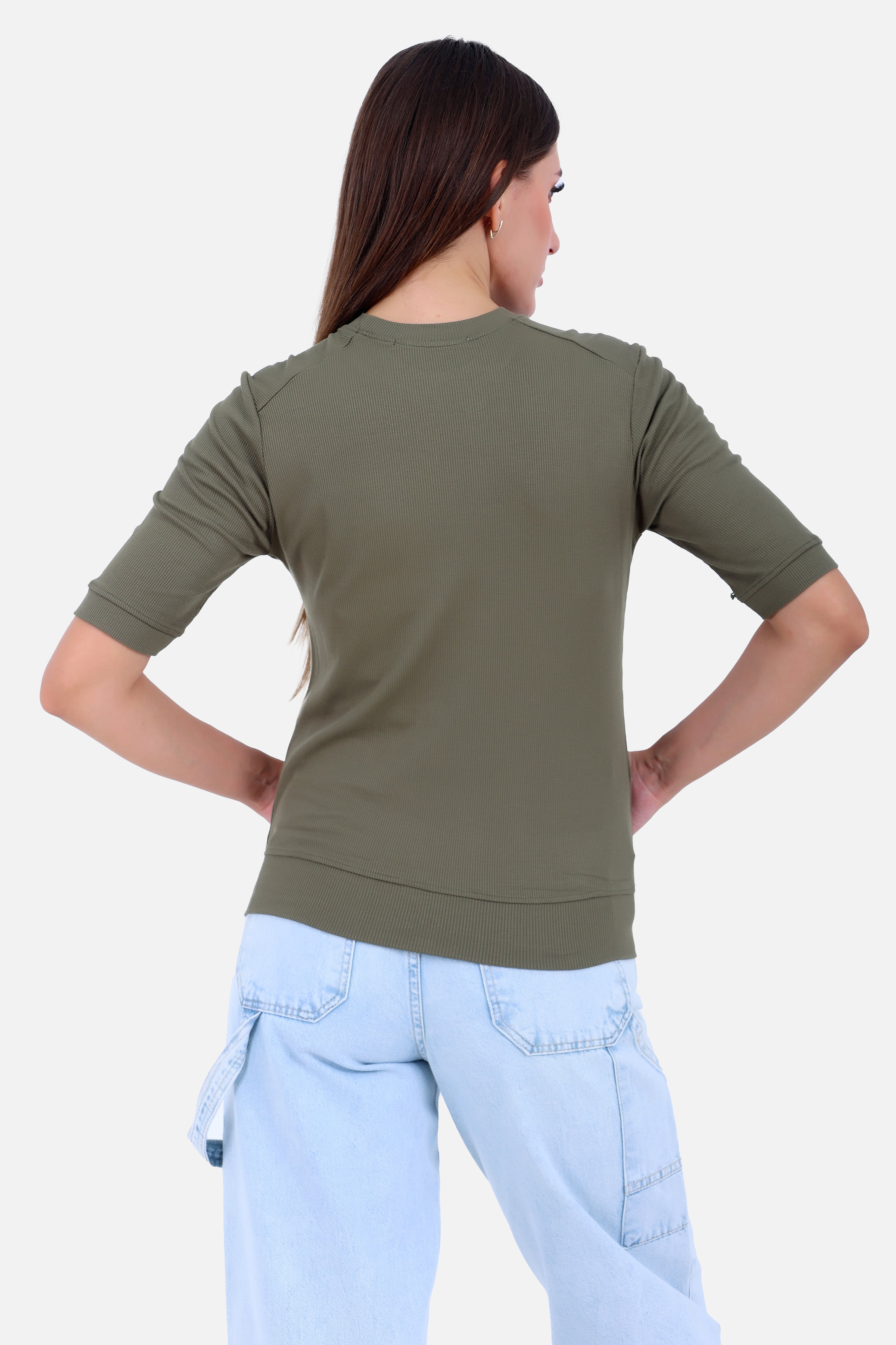 OLIVE REB SHORT T-SHIRT CREW NECK LONG SLEEVES S24103