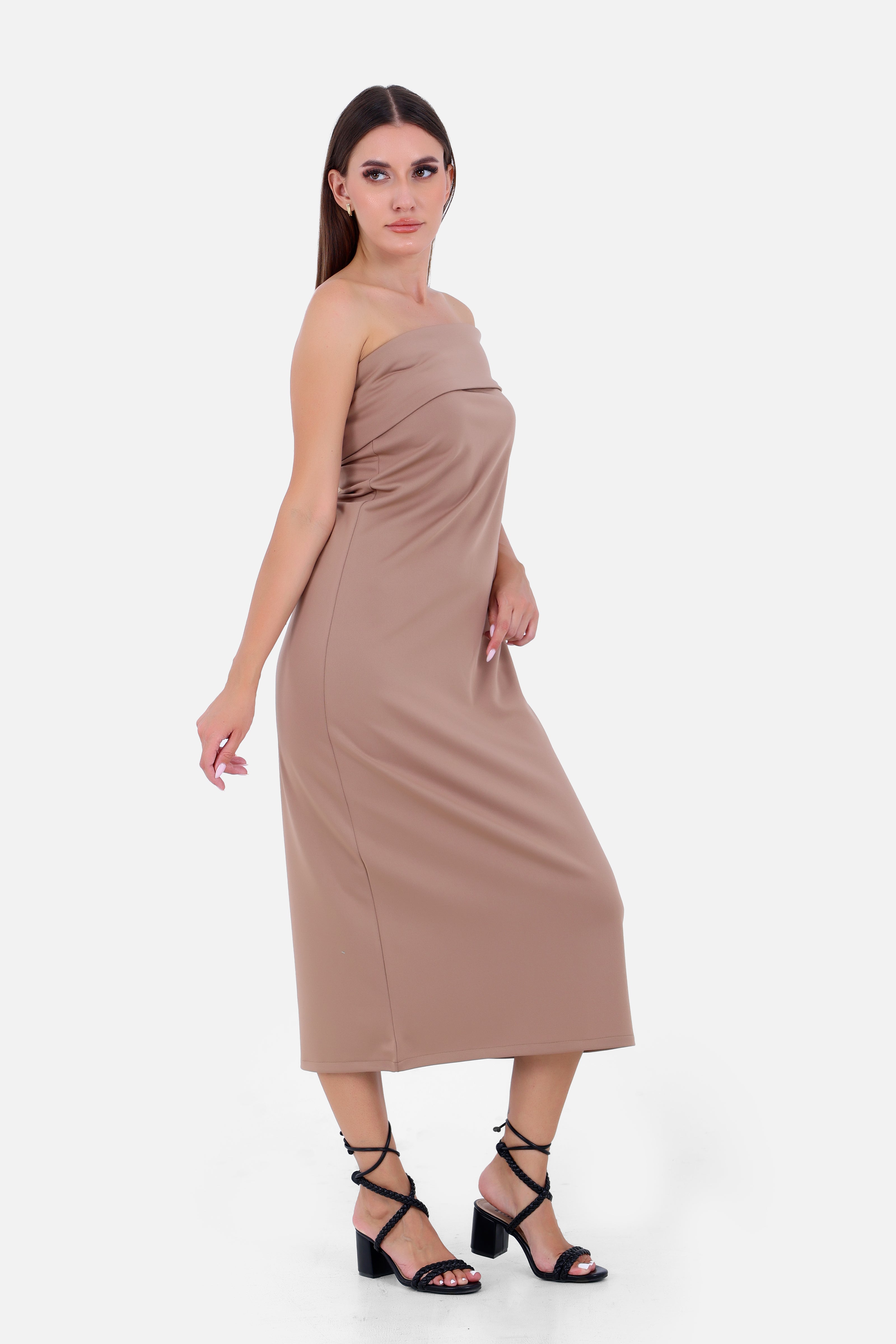 BEIGE Shoulder Gown Dress  S24156