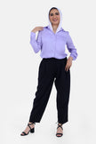 PURPLE PLAIN HEAVY CHIFFON 100% POYSTER Long SLEEVE-S24221