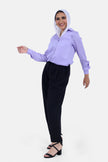 PURPLE PLAIN HEAVY CHIFFON 100% POYSTER Long SLEEVE-S24221