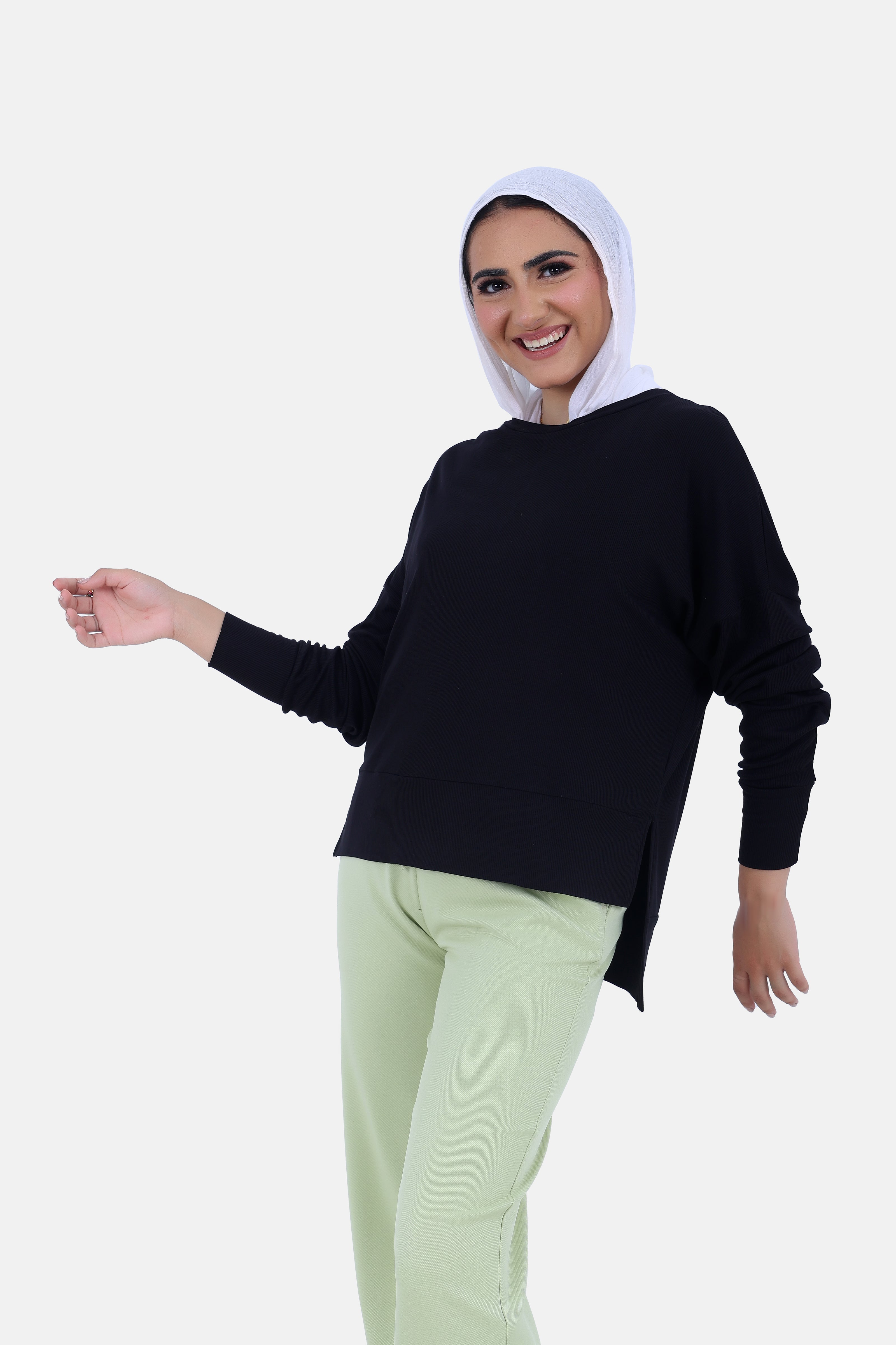 BLACK REB CREW NECK KNITTING BLOUSE S24WCABL-154