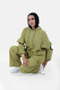 GREEN Linen SET HOODIE  TOP + WIDE LEG PANTS S24110