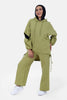 GREEN Linen SET HOODIE  TOP + WIDE LEG PANTS S24110