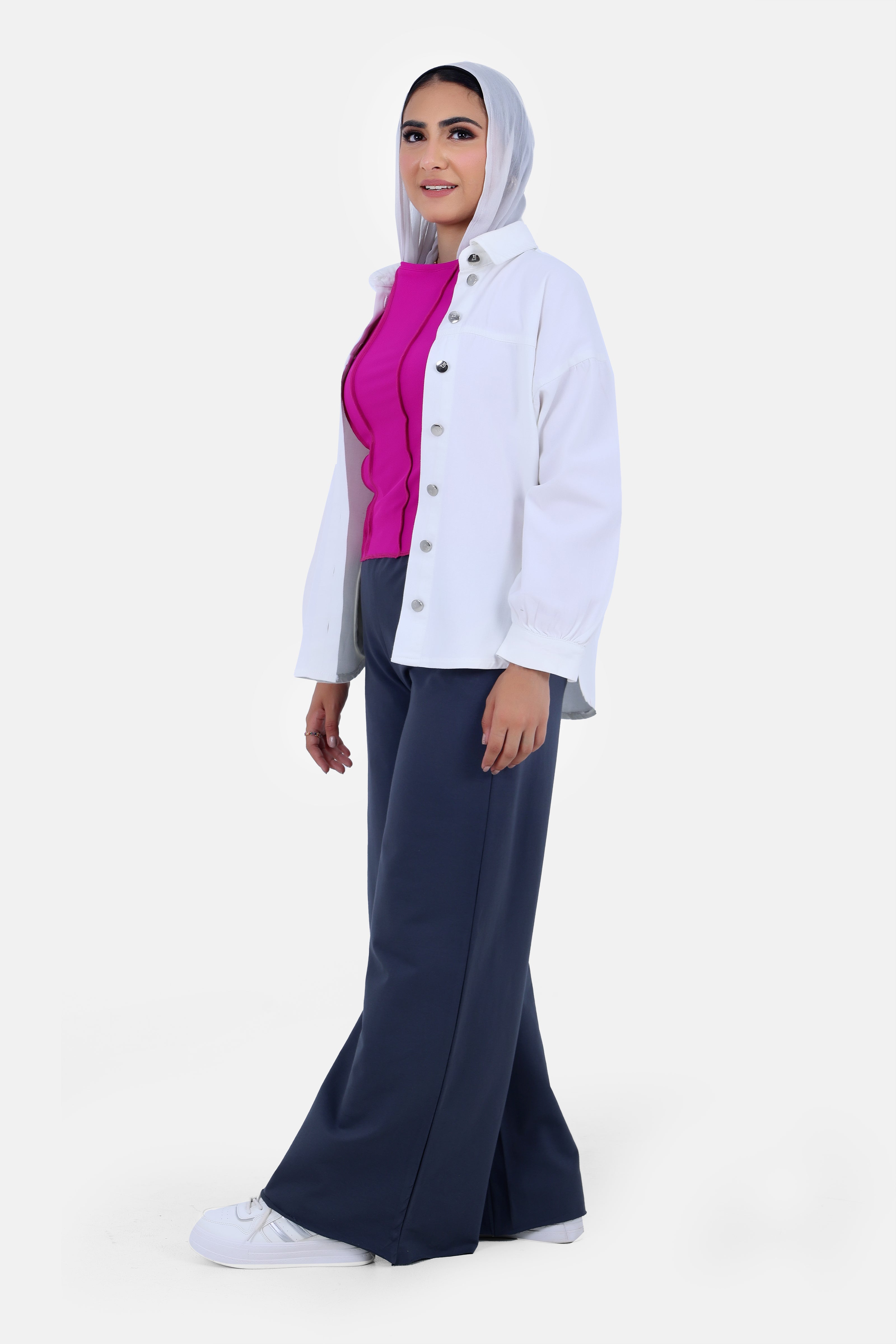 White Gabardine Long Jacket  S24167