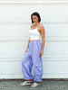 Purple Elastic Waist Cargo Pants - S24212