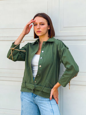 Olive gabardine jacket s24204