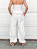 White Elastic Waist Cargo Pants - S24212