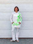 White x green milton printed sweat shirt chest & sleeves s24145