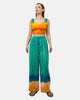 GREEN Linen PRINTED ELASTIC PANTS S24014