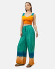 GREEN Linen PRINTED ELASTIC PANTS S24014