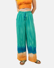 GREEN Linen PRINTED ELASTIC PANTS S24014