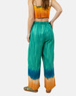 GREEN Linen PRINTED ELASTIC PANTS S24014