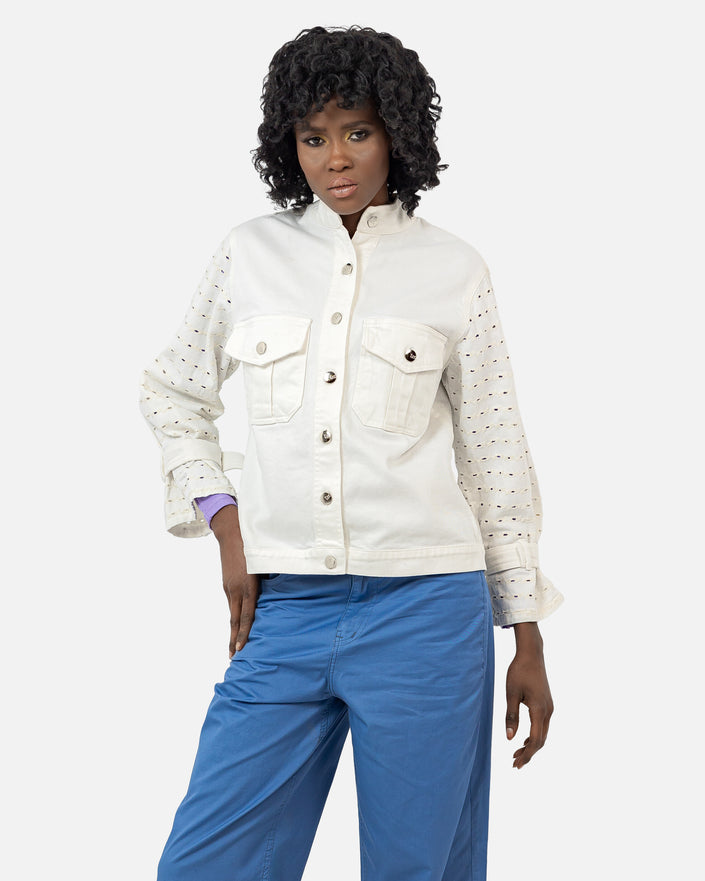 White Gabardine Jacket S24142