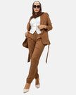 BROWN BARBIE TWILL BLAZER HIDDEN BUTTONS S24059