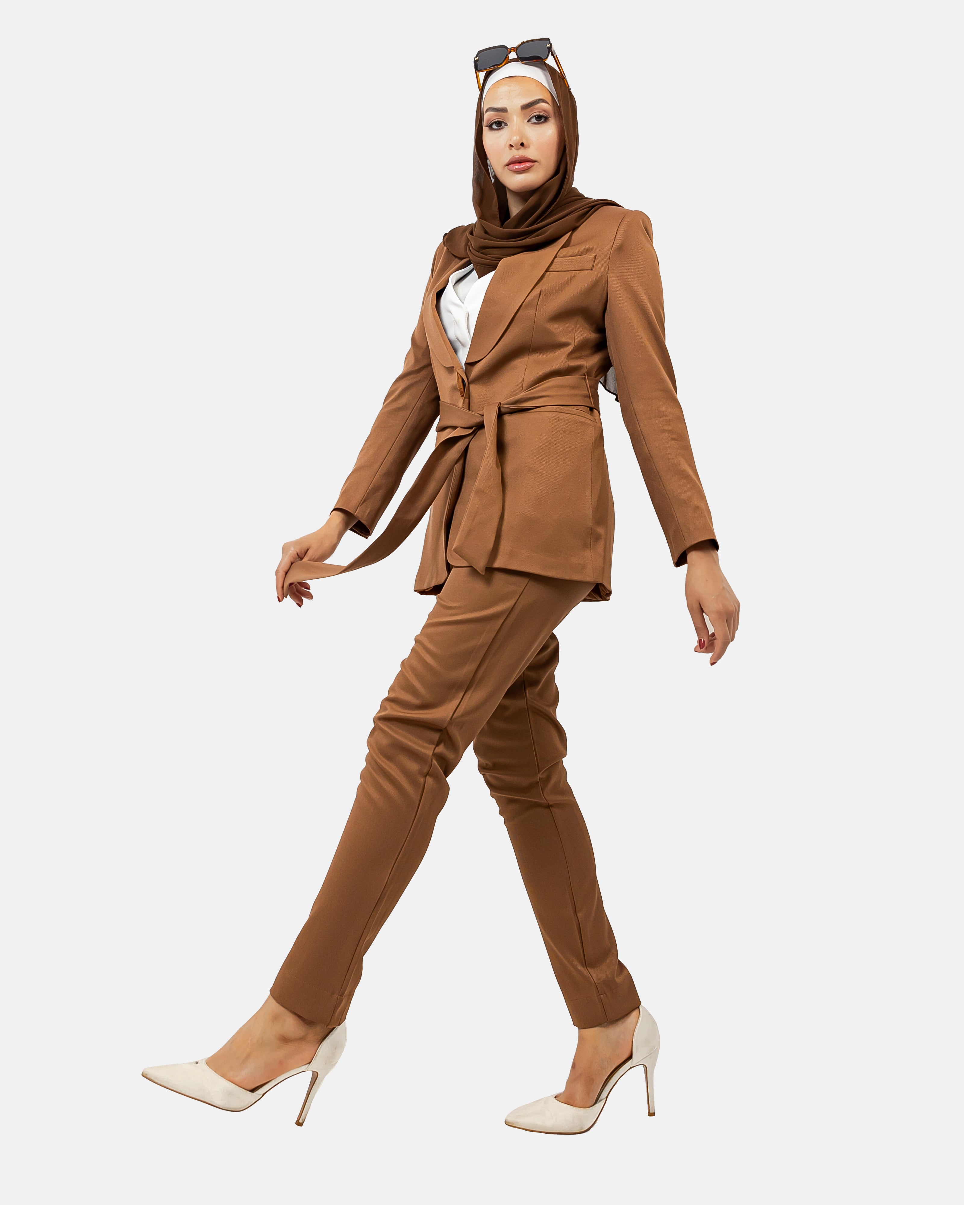 BROWN BARBIE TWILL MOM FIT PANTS S24098