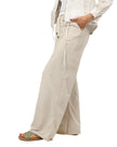 BEIGE MILTON KNIT PANTS  WITH BELT  WIDE LEG S24150