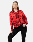 RED PRINTED SATIN BLOUSE S24018