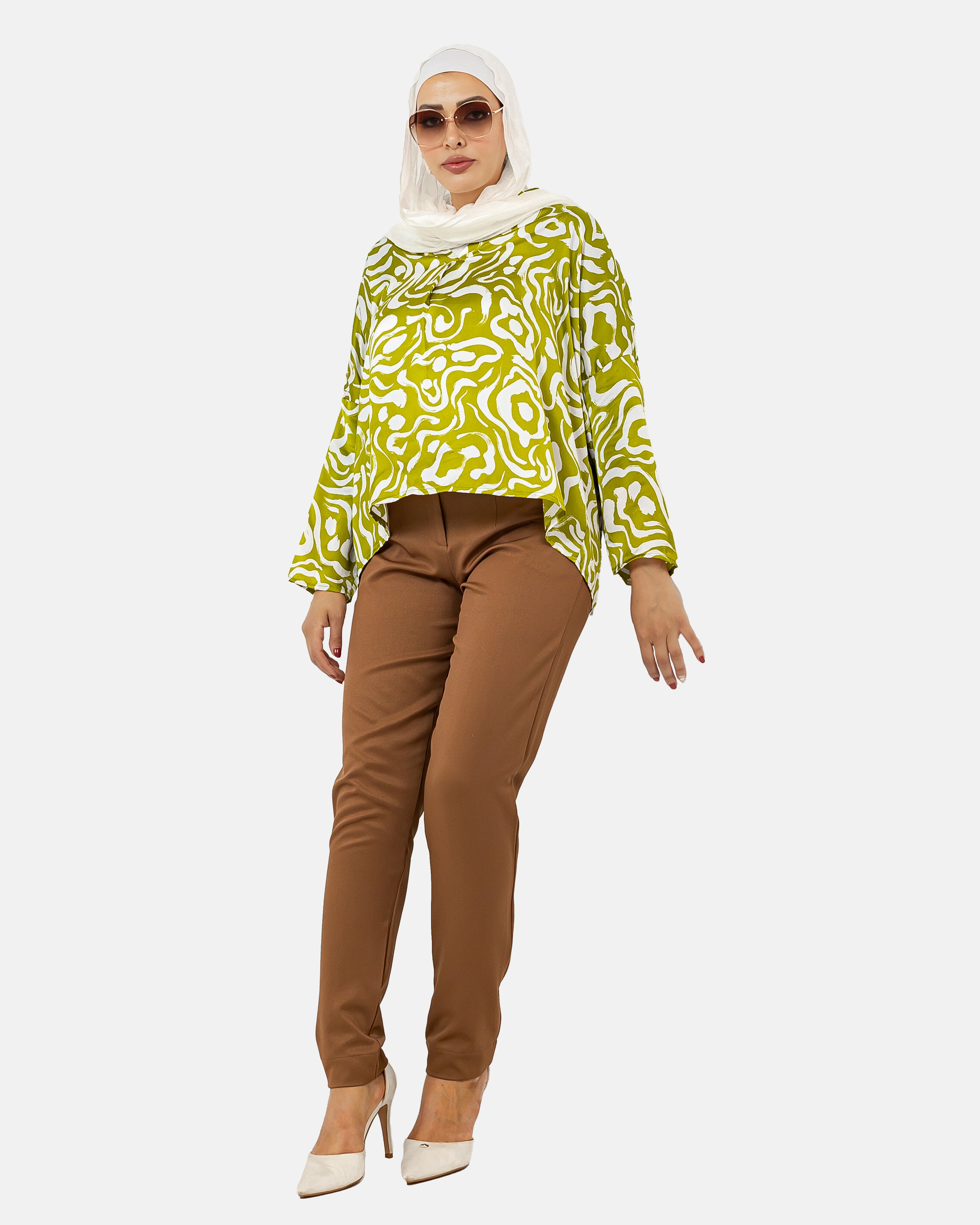 LEMON SATIN PRINTED BLOUSE S24050