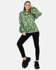 GREEN SATIN PRINTED BLOUSE CREW NECK S24101