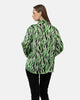 GREEN SATIN PRINTED BLOUSE CREW NECK S24101