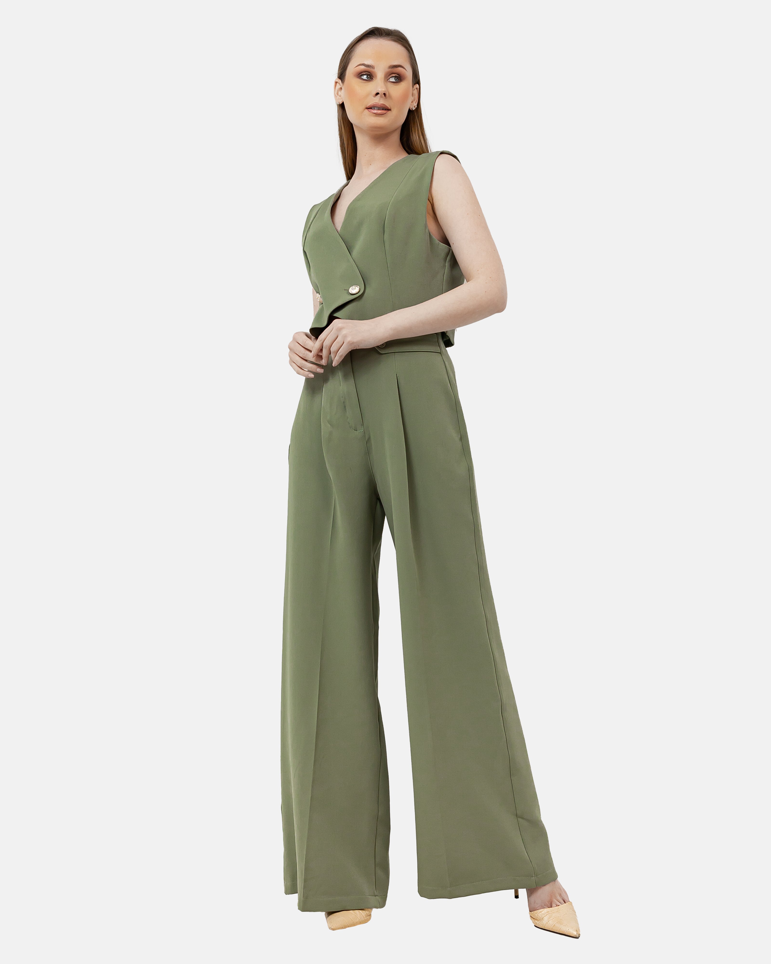 OLIVE POLY LYCRA CLASSIC PANTS  S24026