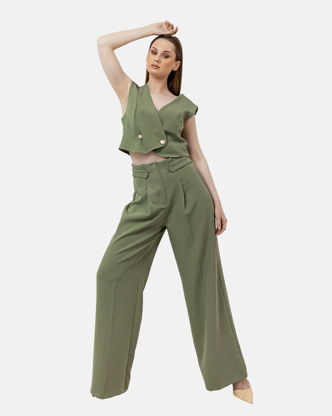 OLIVE POLY LYCRA CLASSIC PANTS  S24026